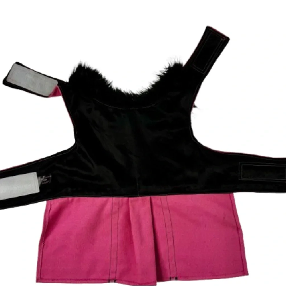 Pink Wool Fur Dog Harness Dress